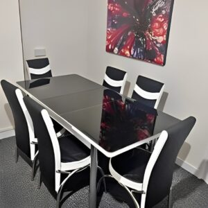 Turkish Dining Table With 6 chairs in black