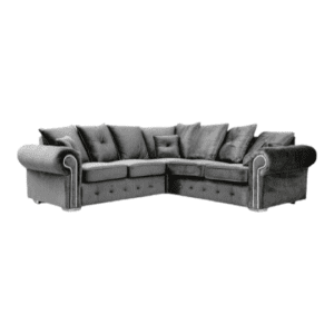 ashwin corner sofa in grey plush velvet