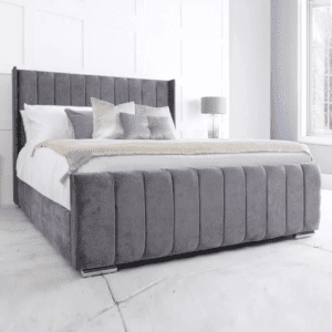 this is a plush velvet panel bed frame