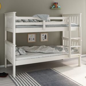 this is a single wooden bunk bed