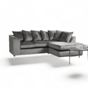 Grey plush Vevlte corner sofa